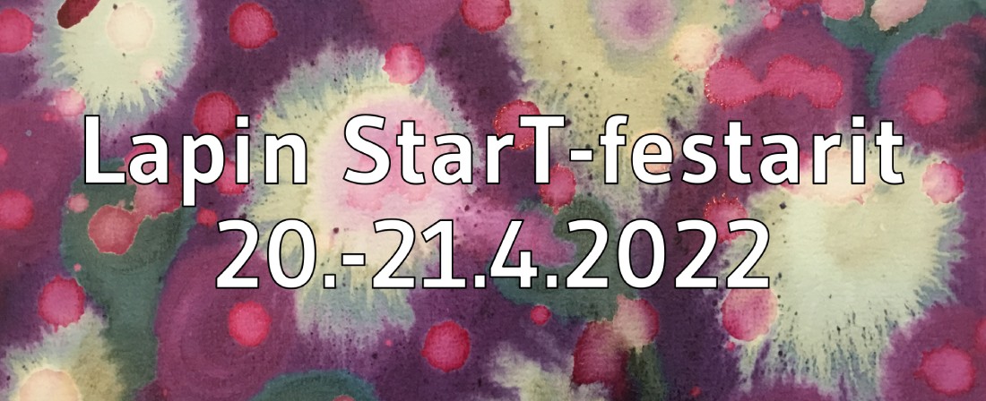 Kuva mustikkamaalauksesta. Kuvassa teksti 