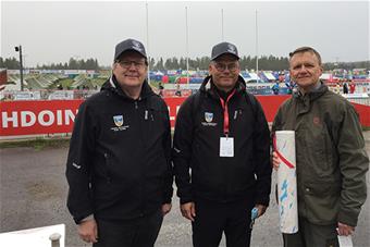 Jukolan sanoman luovutus Mäntyvaaran kilpailukeskuksessa.