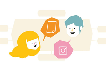 Kuvassa kaksi piirrettyä, keskustelevaa päätä. 