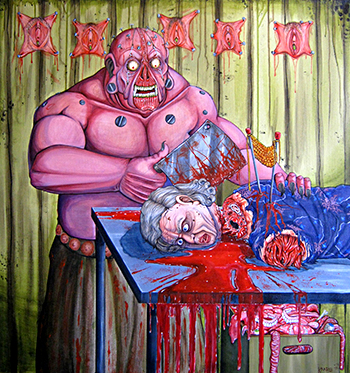 Kaarle Penttilä, Eläkepäivät loppu nyt, 2014, akryyli kankaalle, 90 x 85 cm