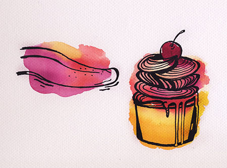 Maria Leskinen: Kielihaluja, 43 x 30 cm, sekatekniikka paperille