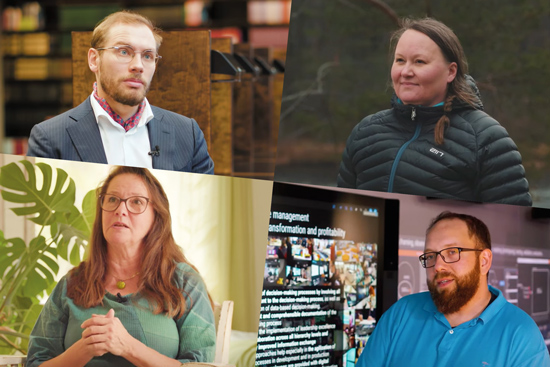 Kuvassa neljän tohtorin kasvokuvat. 