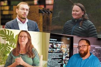 Kuvassa neljän tohtorin kasvokuvat. 