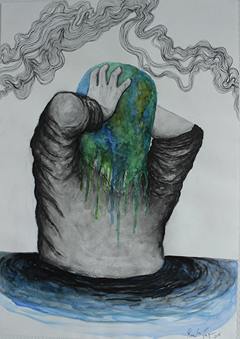 Ruusu-Maria Lappalainen, Tuska, 2015, sekatekniikka, 59 x 42 cm, kuva: Ruusu-Maria Lappalainen